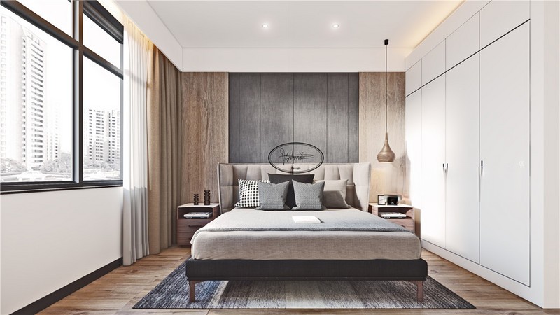 上海上海望族苑120平现代简约风格住宅卧室装修效果图