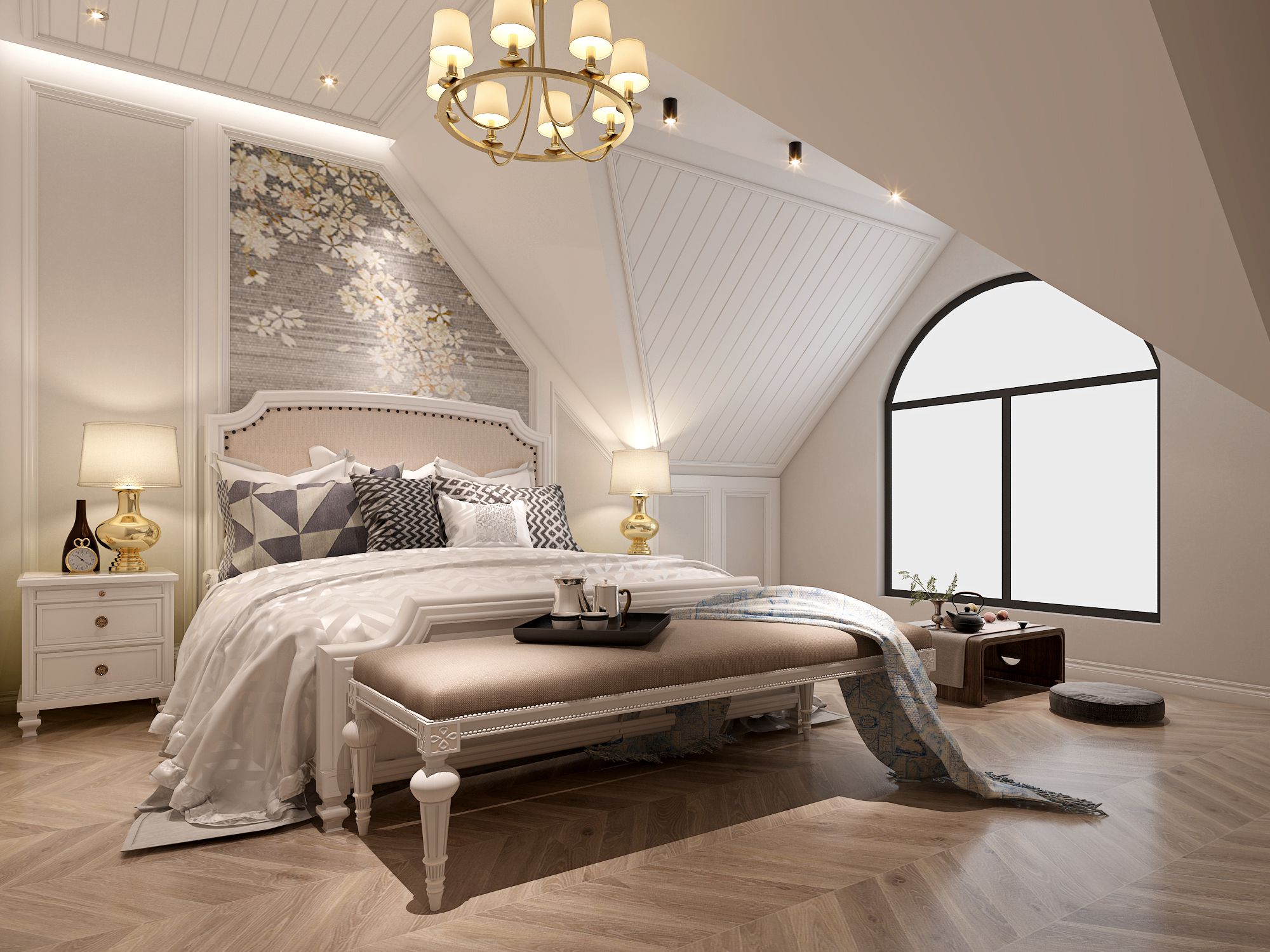 青浦区星尚湾170平欧式风格大平层卧室装修效果图