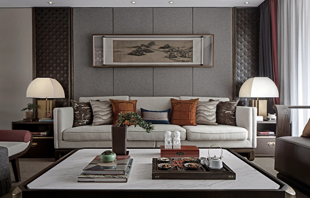 127平新中式风格三居室装修效果图