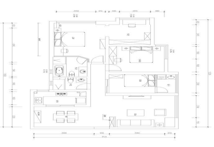 青浦区和瑞东苑131平美式风格公寓装修效果图