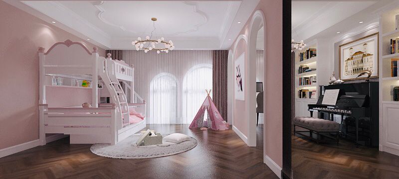 浦东上海滩花园洋房400平美式风格公寓儿童房装修效果图