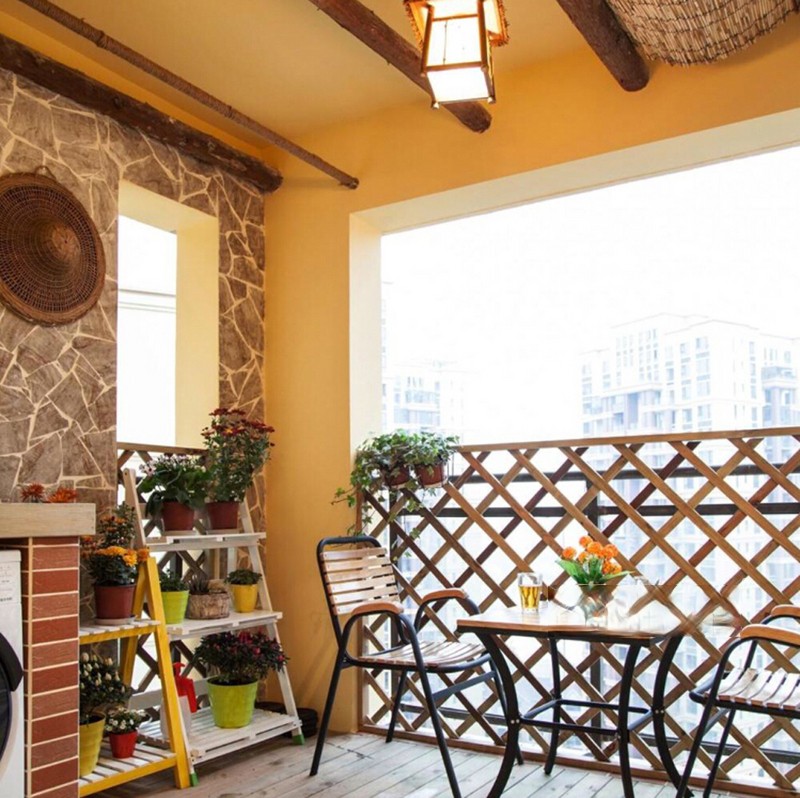 上海中星怡景花园120平美式乡村风格二居室阳台装修效果图