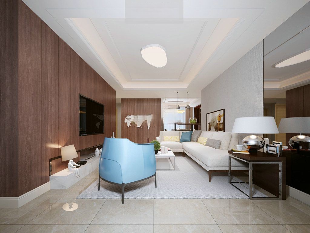 普陀区香溢花城112平现代风格公寓客厅装修效果图