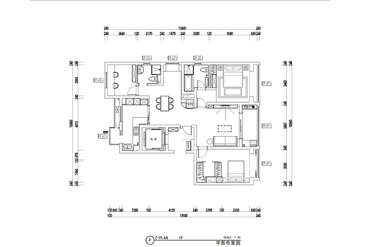 浦东新区前滩晶萃名邸128平现代风格三居室装修效果图