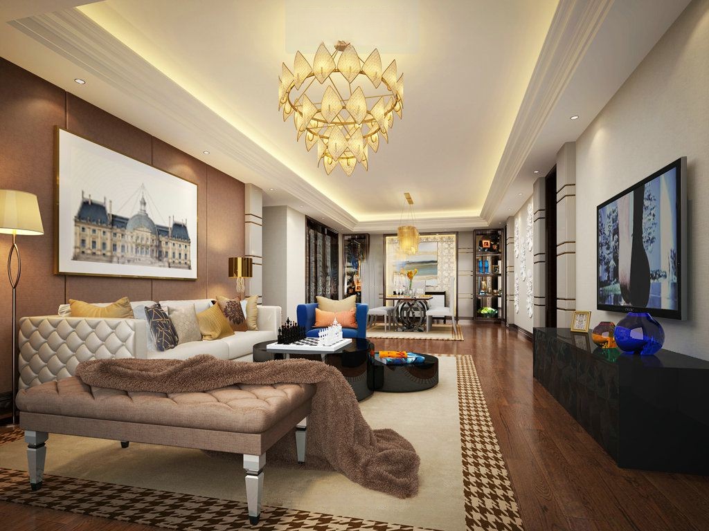 闵行区星河湾185平欧式风格大平层客厅装修效果图