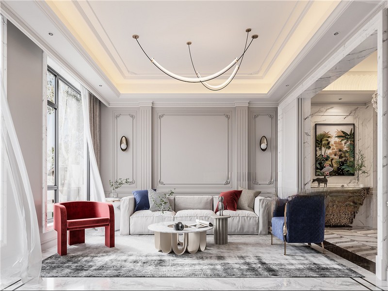 上海上海法兰西世家525平法式风格别墅客厅装修效果图