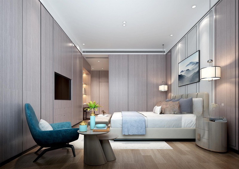 上海佘山天境 245平现代前卫风格住宅卧室装修效果图