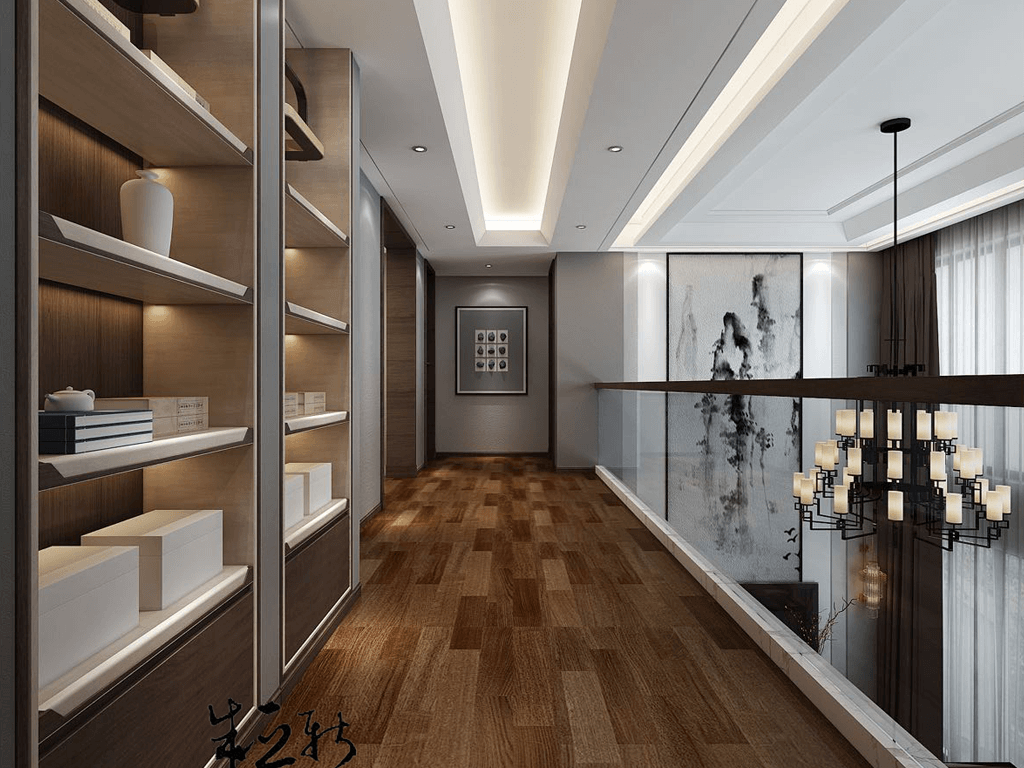 杨浦区橡树湾350平新中式风格叠加别墅走廊装修效果图