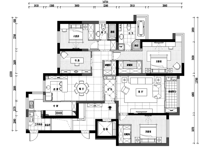 徐汇区徐汇玺庭144平欧式风格公寓装修效果图