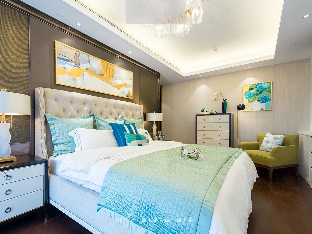 闵行区富力十号266平现代风格大平层卧室装修效果图