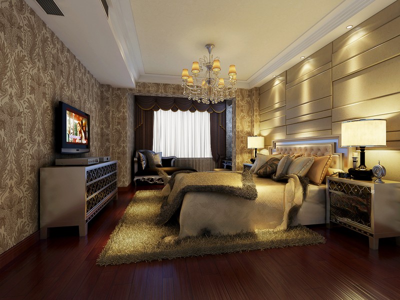 上海金地湾流域155平新古典风格住宅卧室装修效果图