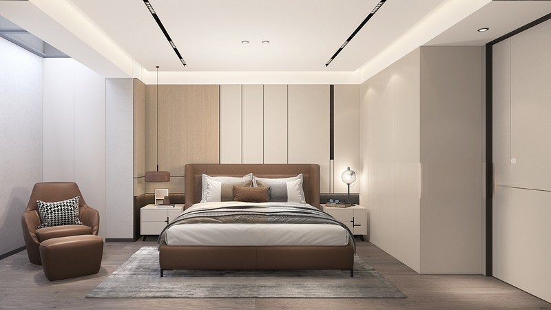 上海祥生君城下叠350平现代简约风格四居室卧室装修效果图