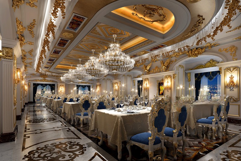 上海陆家嘴菲斯特400平法式风格平层餐厅装修效果图