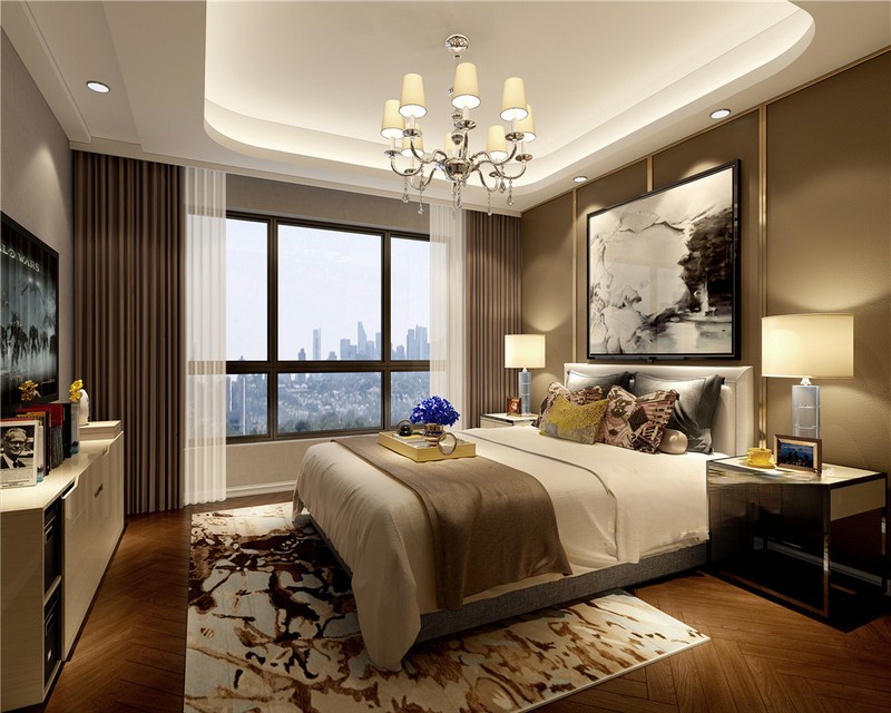 上海尚汇豪庭184平港式风格四居室卧室装修效果图