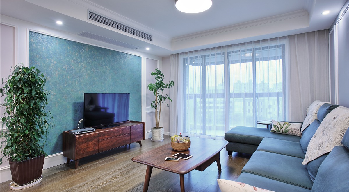 徐汇区龙缘公寓132平美式风格两室两厅装修效果图