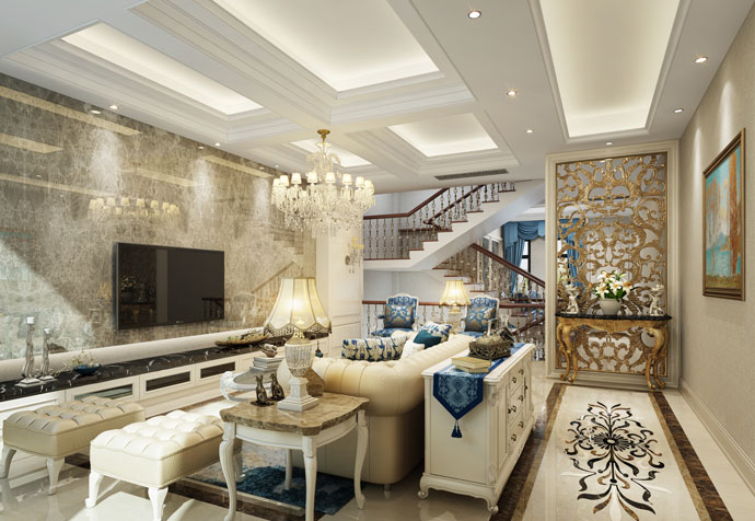 嘉定区嘉隆国际300平欧式风格别墅装修效果图