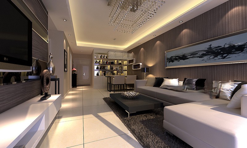 上海泰欣嘉园118平轻奢风格三居室客厅装修效果图