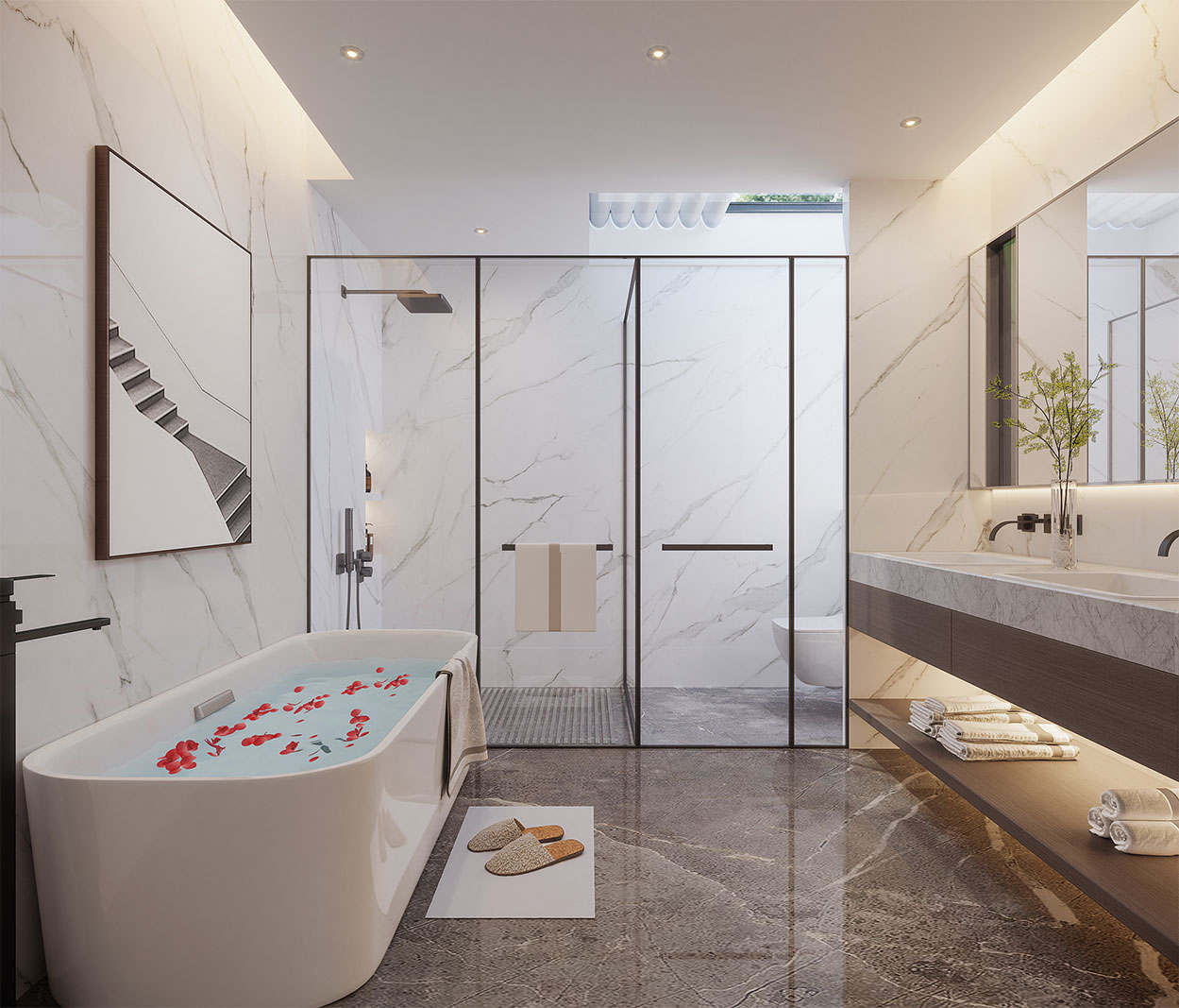 浦东中邦晶座250平现代风格叠加别墅卫生间装修效果图