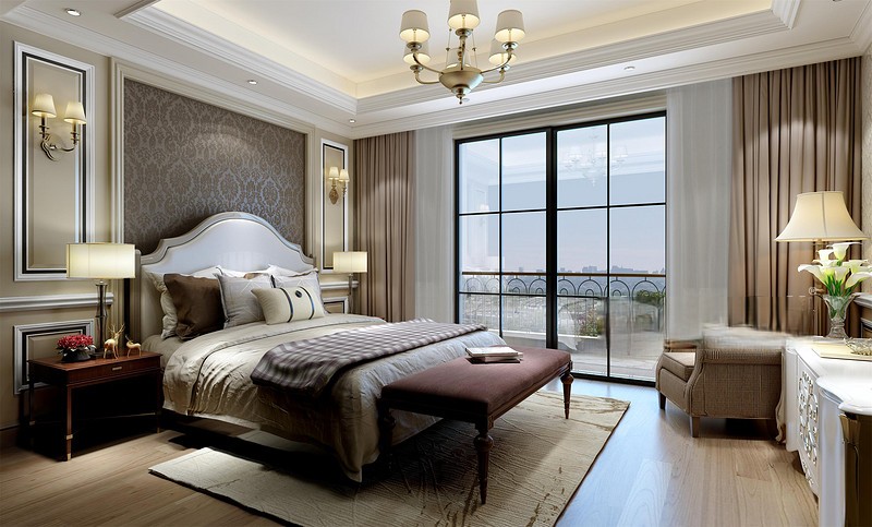 上海上海新虹桥首府330平简欧风格复式卧室装修效果图