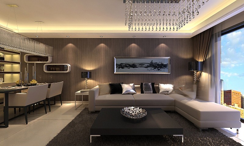上海泰欣嘉园118平轻奢风格三居室客厅装修效果图