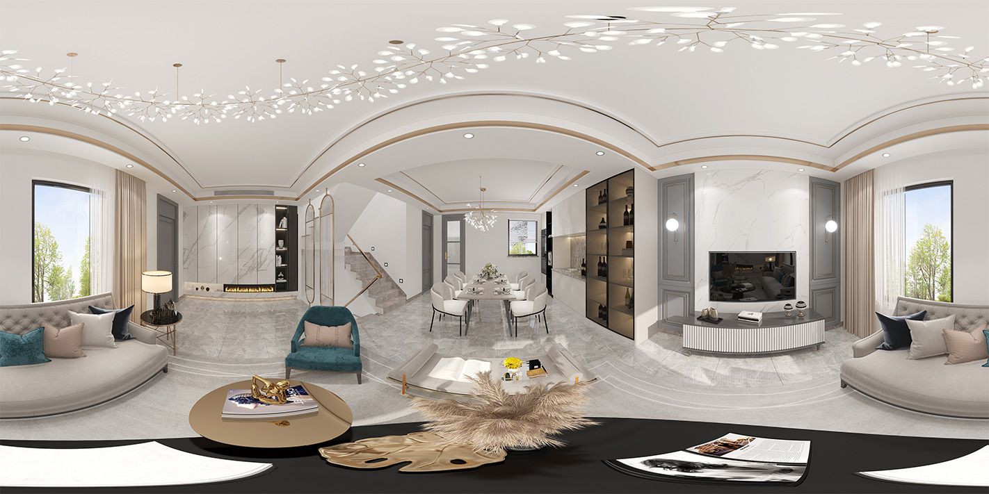 嘉定区万科天籁240平法式风格独栋别墅客厅装修效果图