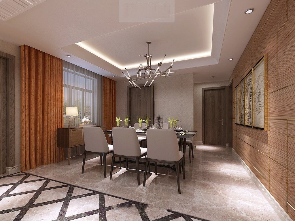 虹口区瑞虹新城120平新中式风格公寓餐厅装修效果图