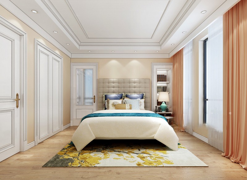 上海上海绿城145平美式风格三居室卧室装修效果图