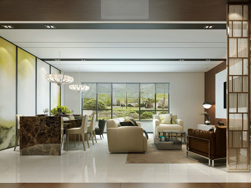 静安区金融街静安中心200平现代风格大平层客厅装修效果图