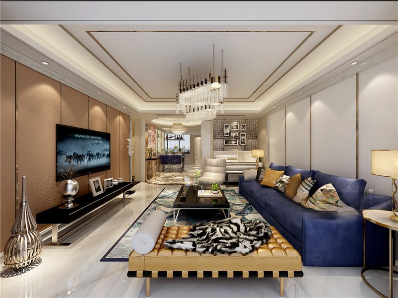 上海上海尊园140平港式风格三居室客厅装修效果图