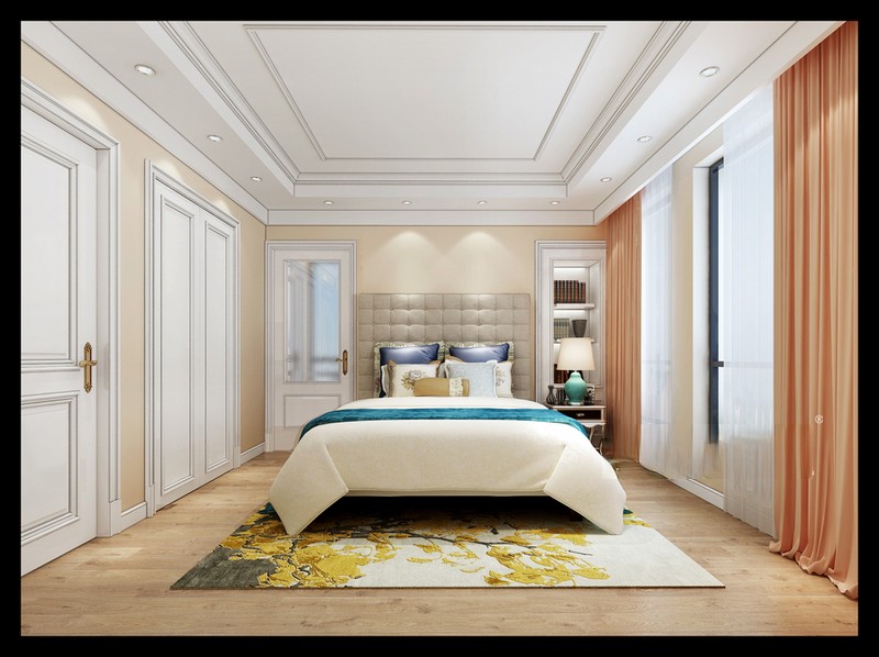 上海上海绿城145平美式风格三居室卧室装修效果图