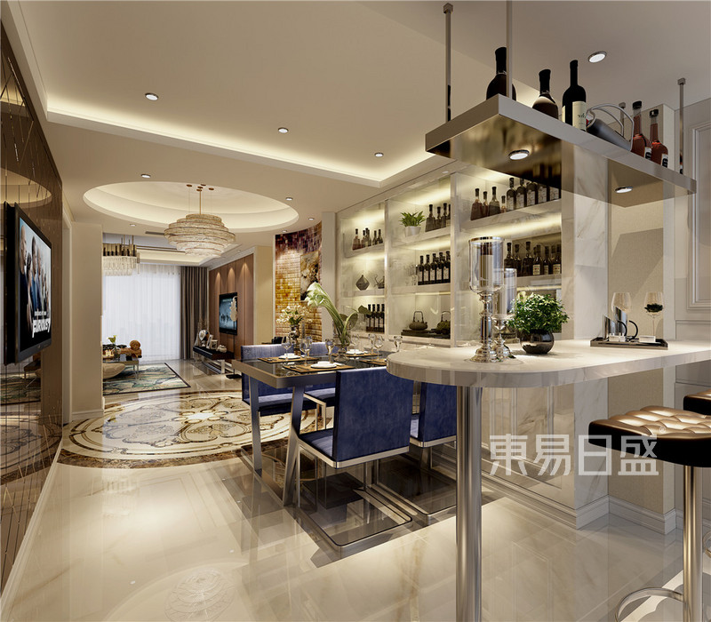 上海上海尊园140平港式风格三居室餐厅装修效果图