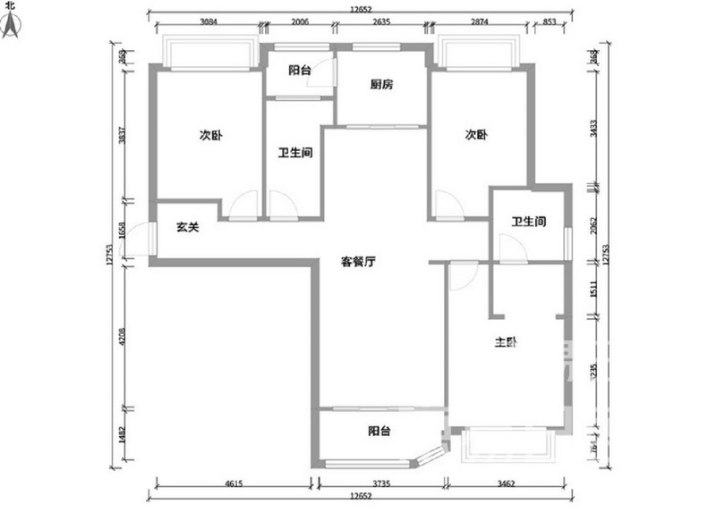 上海滴水湖馨苑126平现代简约风格三居室其他区域效果图