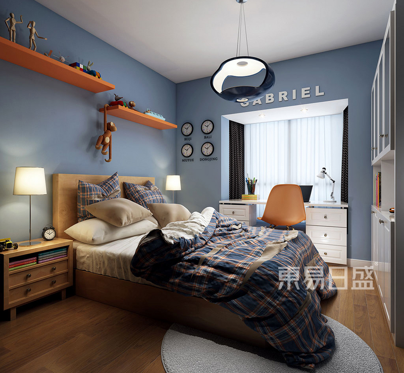 上海雍景园130平现代简约风格住宅卧室装修效果图