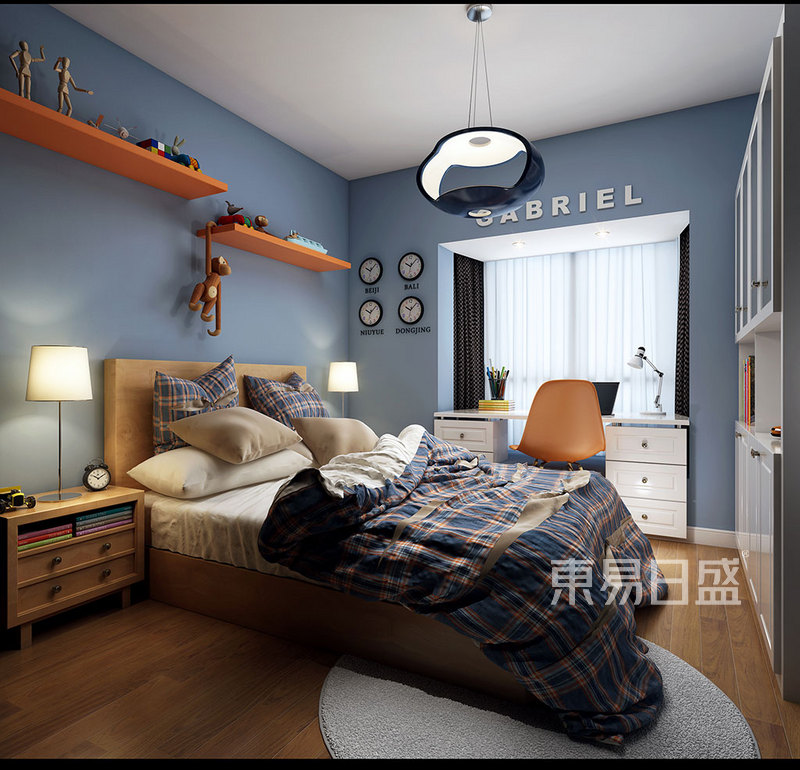 上海雍景园130平现代简约风格住宅卧室装修效果图