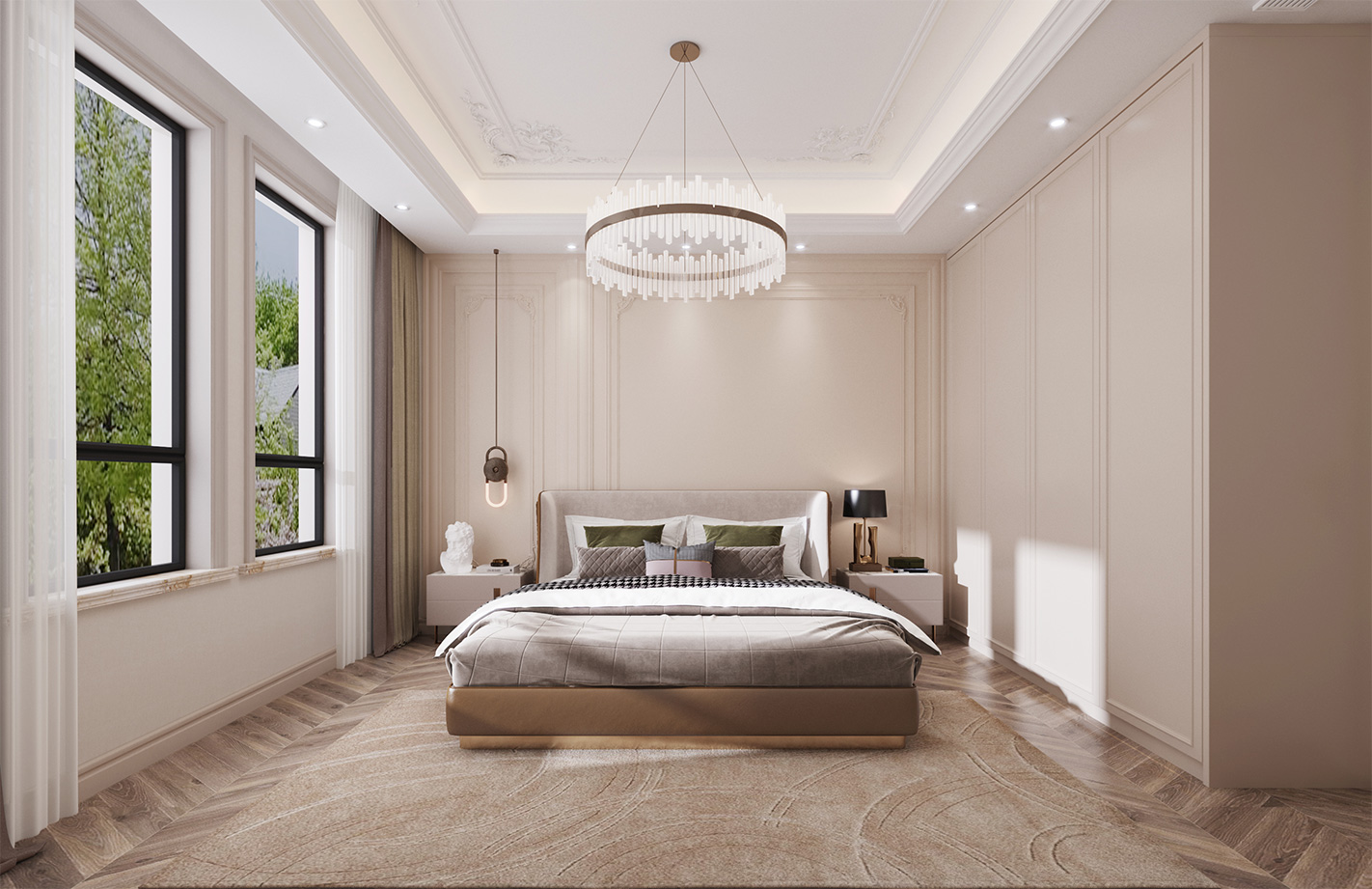 宝山区金色宝坻500平法式风格联排别墅卧室装修效果图
