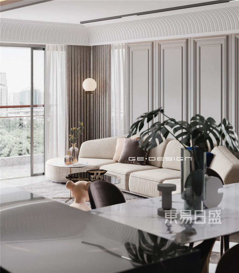 上海上海东方曼哈顿180平美式风格三居室客厅装修效果图