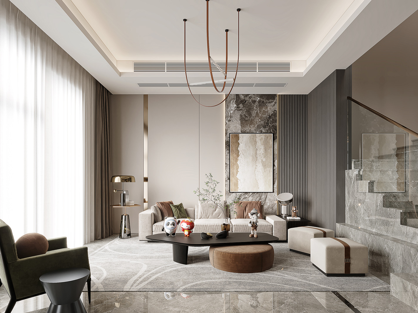 闵行区和润家园251平地中海风格公寓客厅装修效果图