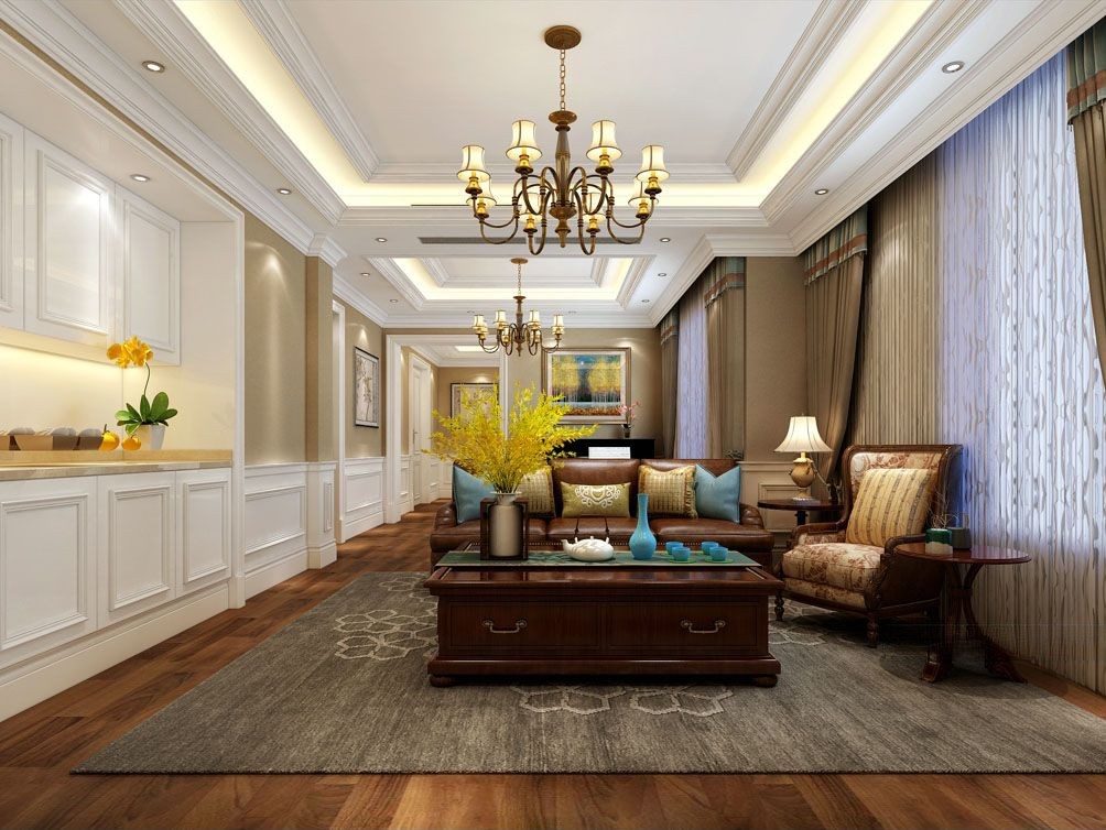 浦东东郊罗兰700平美式风格独栋别墅卧室装修效果图