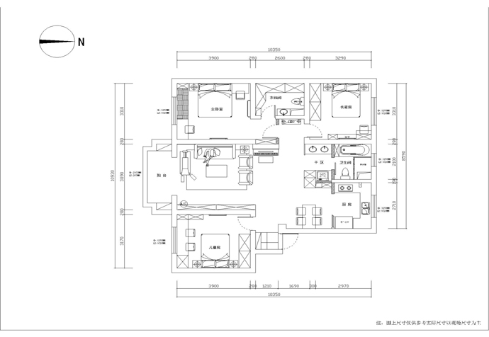 松江区海欣城新世纪家园130平现代风格公寓装修效果图