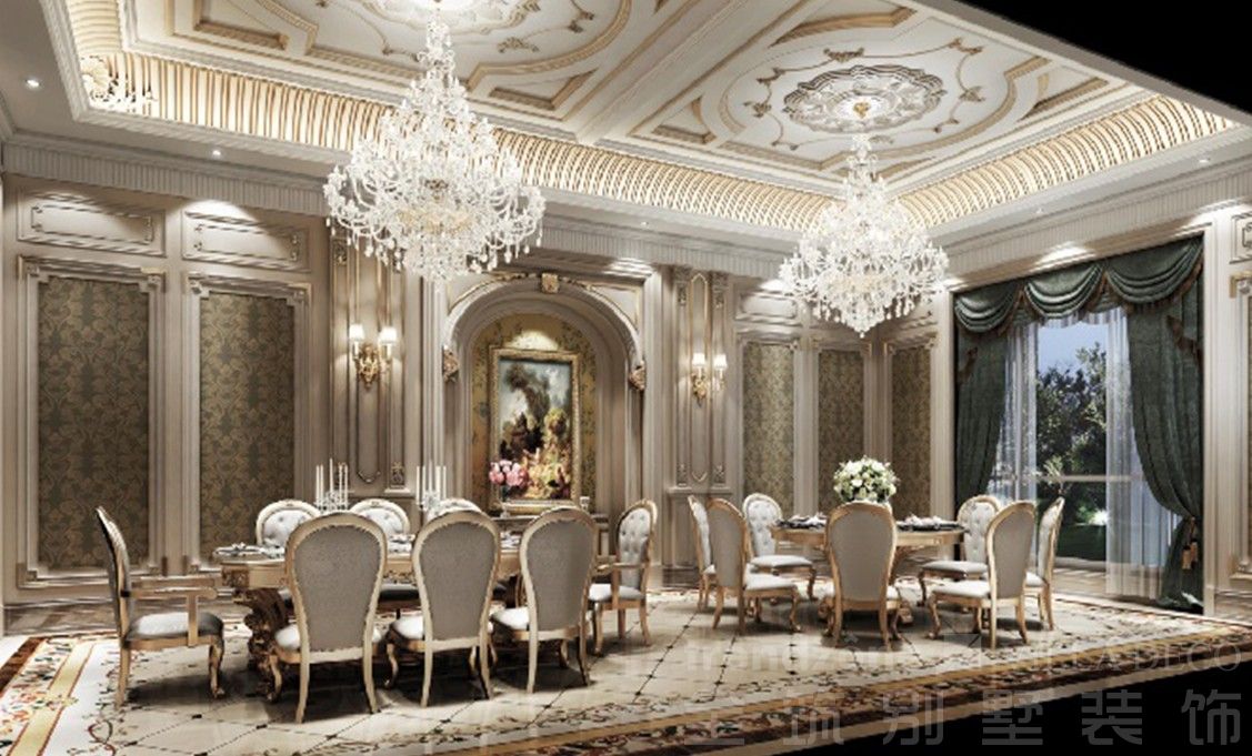 宝山区保利叶上海3200法式别墅餐厅装修效果图