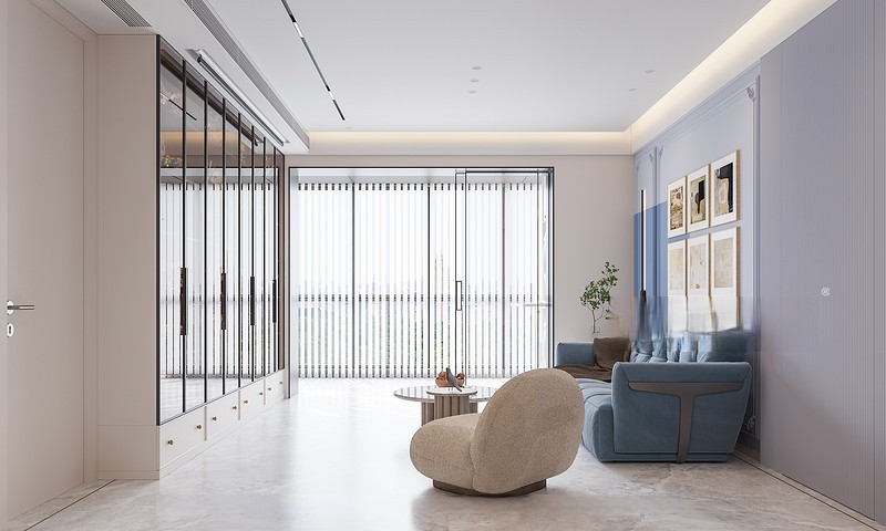 上海普陀绿地海珀玉晖120平混搭风格三居室客厅装修效果图