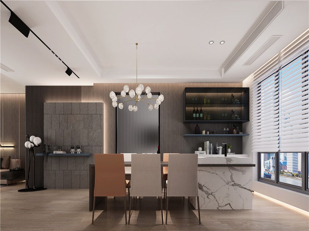 浦东尚海郦景230平现代极简风格公寓餐厅装修效果图