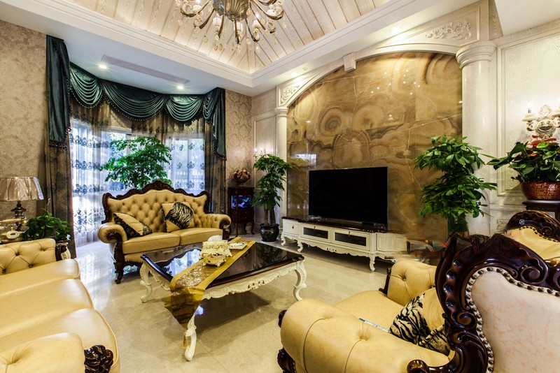 上海天目国际村500平欧式古典风格别墅客厅装修效果图