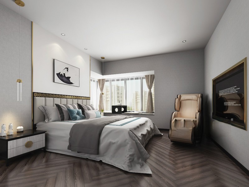 上海金汇丽舍韵动时代145平新中式风格三居室卧室装修效果图