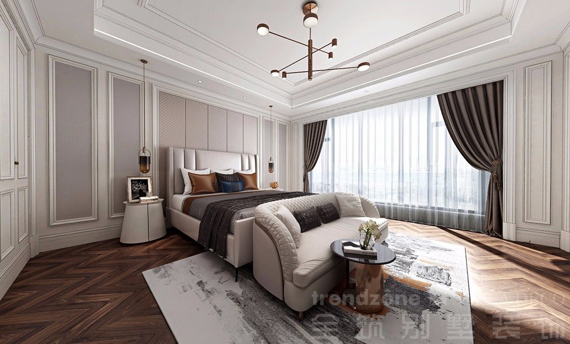 普陀区中海紫御豪庭750美式别墅卧室装修效果图