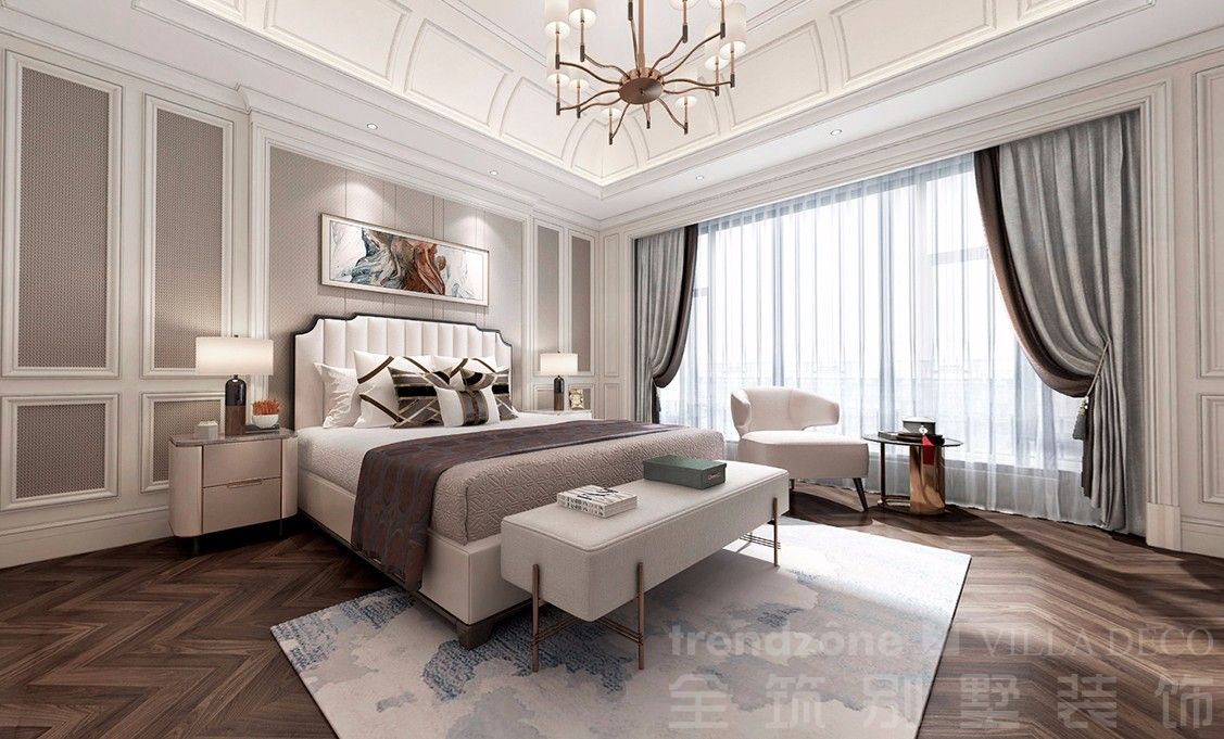 普陀区中海紫御豪庭750美式别墅卧室装修效果图