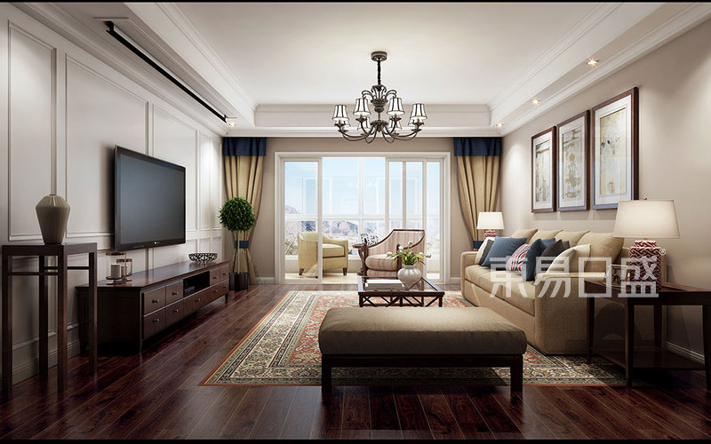 上海贵龙园150平简美风格住宅客厅装修效果图
