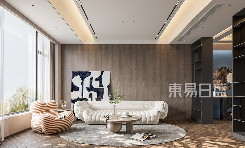 上海自建别墅1000平轻奢风格别墅阳台装修效果图