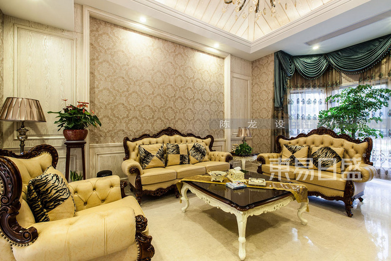 上海天目国际村500平欧式古典风格别墅客厅装修效果图