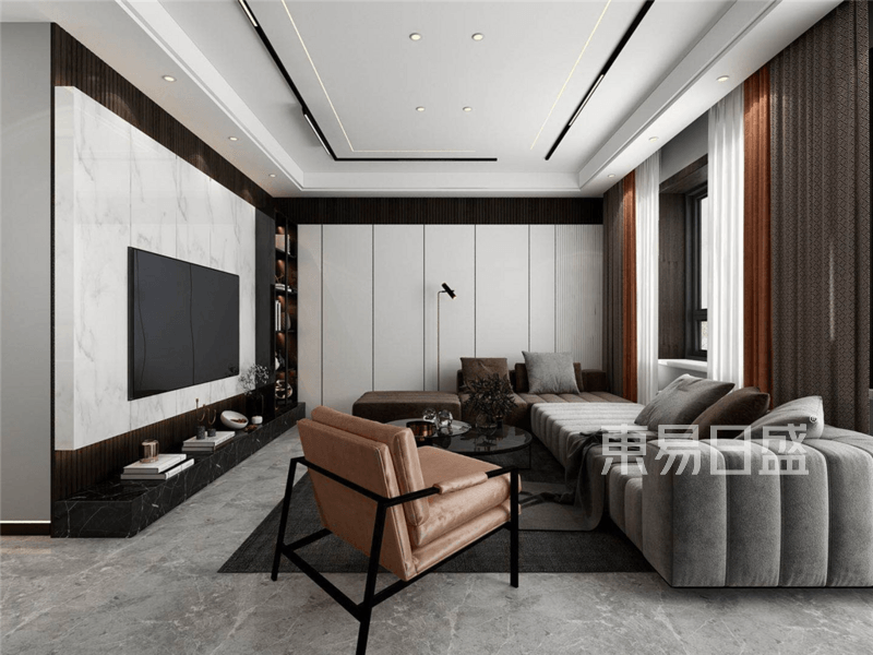 上海上海湖语森林141平现代简约风格三居室客厅装修效果图